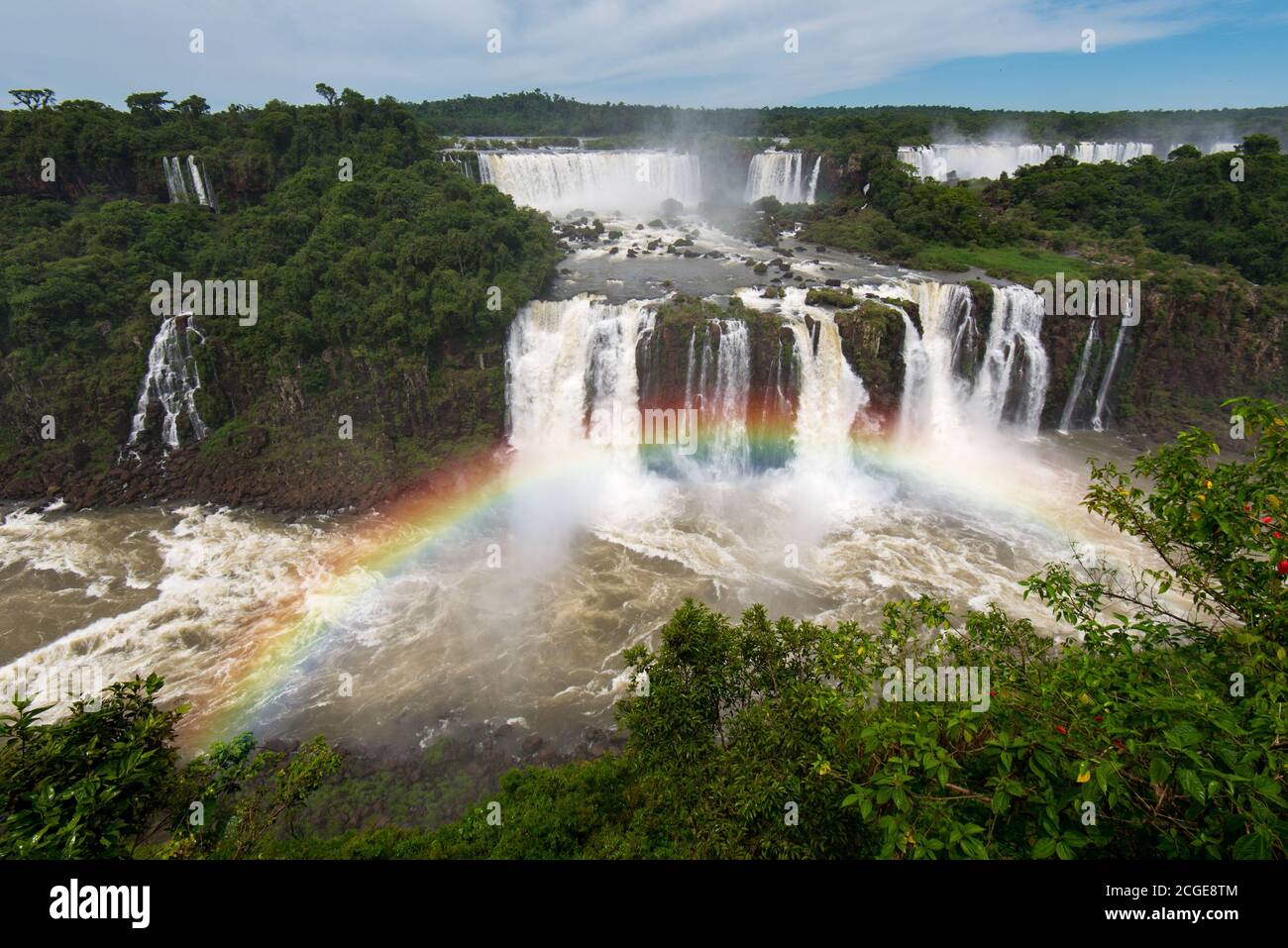 Aerial View of Iguazu Falls, One of the New 7 Wonders of Nature, in Brazil and Argentina Stock Photo