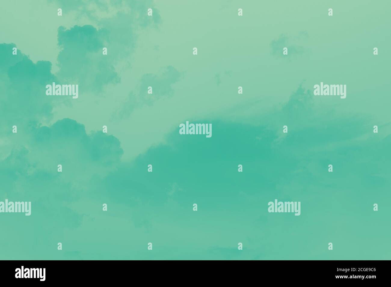 Light emerald green and mint color sky, pastel background Stock Photo