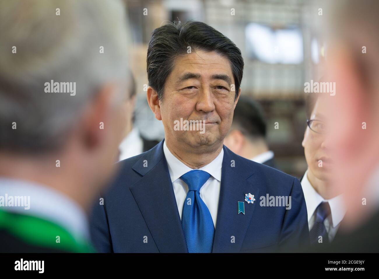 Shinzō Abe is a Japanese politician who has served four terms as Prime Minister of Japan and President of the Liberal Democratic Party Stock Photo