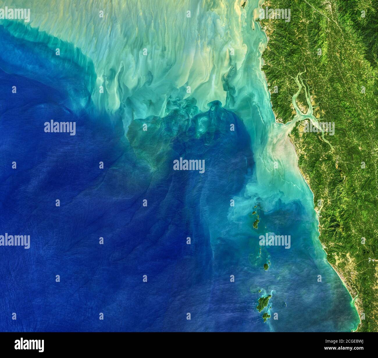 The Andaman Sea  off the coast of Thailand showing internal waves can be hundreds of meters tall and tens to hundreds of kilometers long—and yet movin Stock Photo