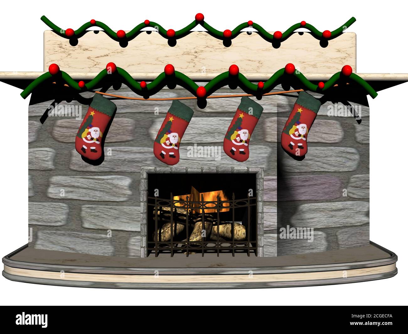 Fireplace at christmas Stock Photo