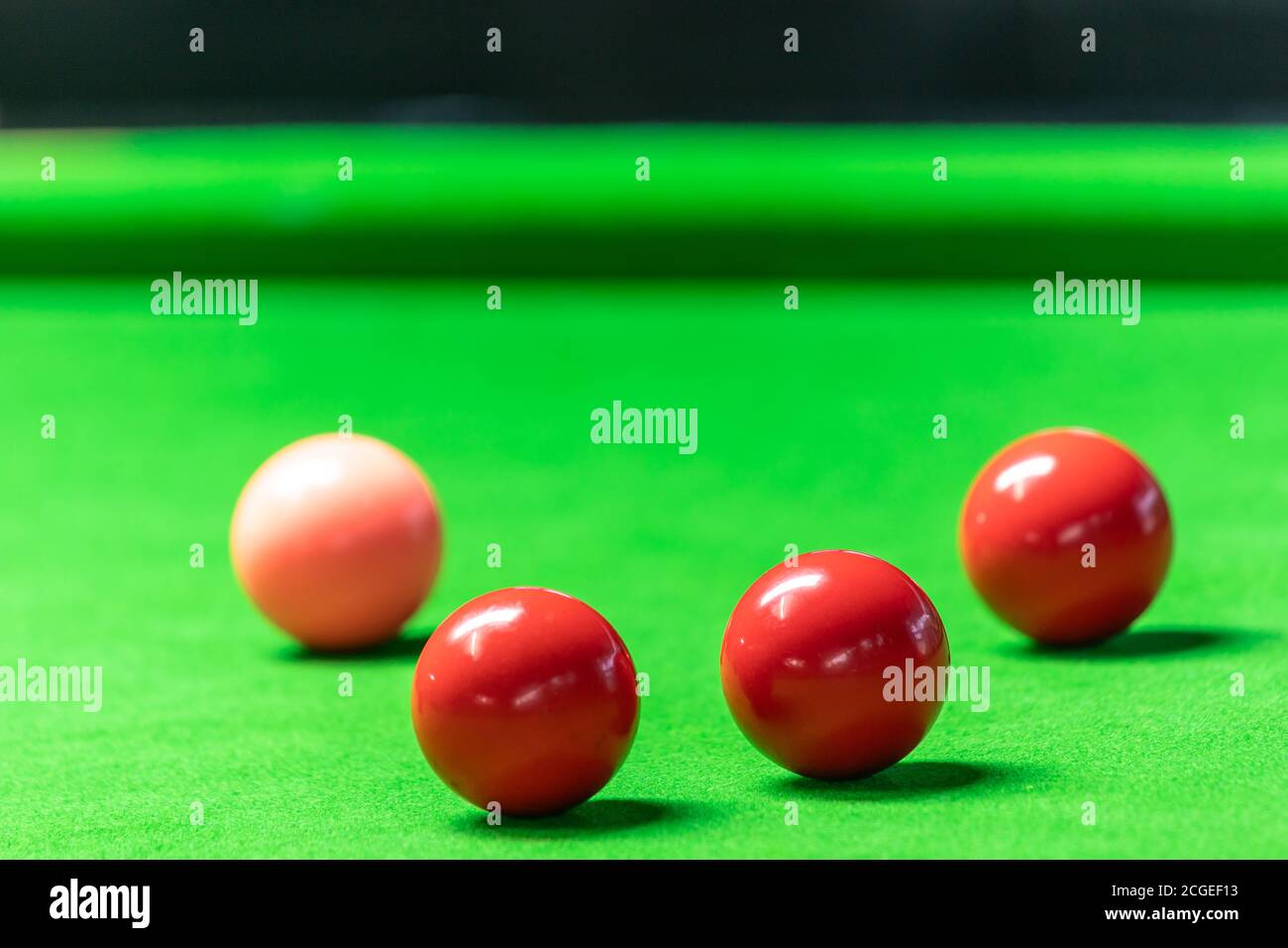 Different colored snooker balls scattered on the snooker table Stock ...