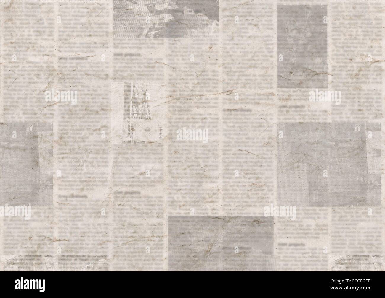 Newspaper with old unreadable text. Vintage grunge blurred paper news ...