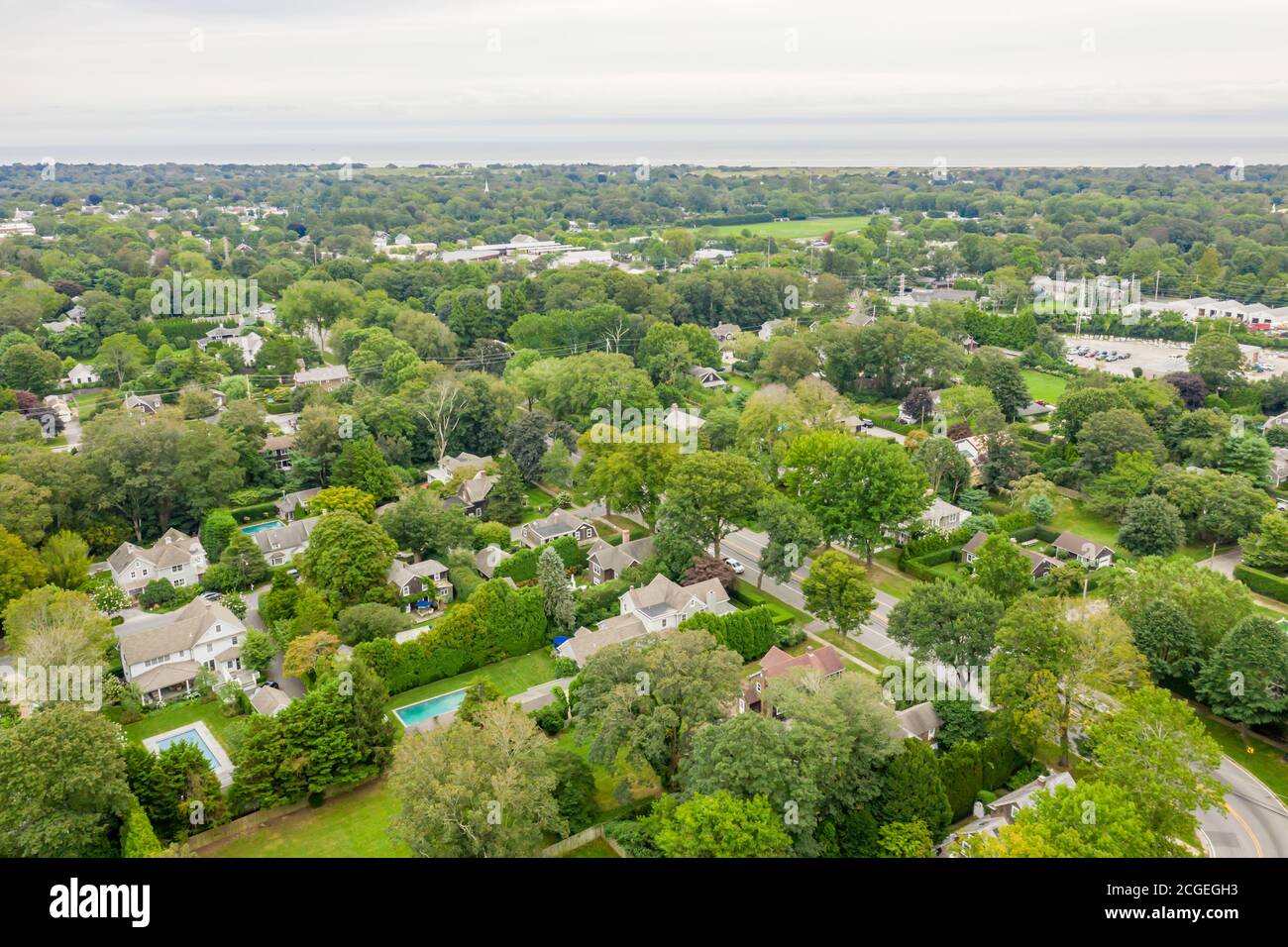 Aerial image of East Hampton, Newtown lane and area, East Hampton, NY Stock Photo Alamy