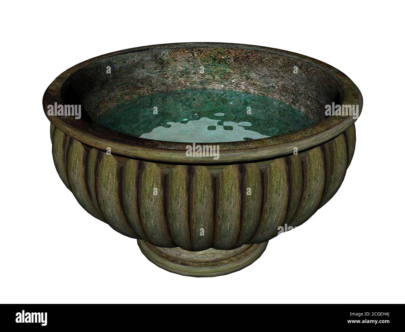 Stone bowl with water Stock Photo