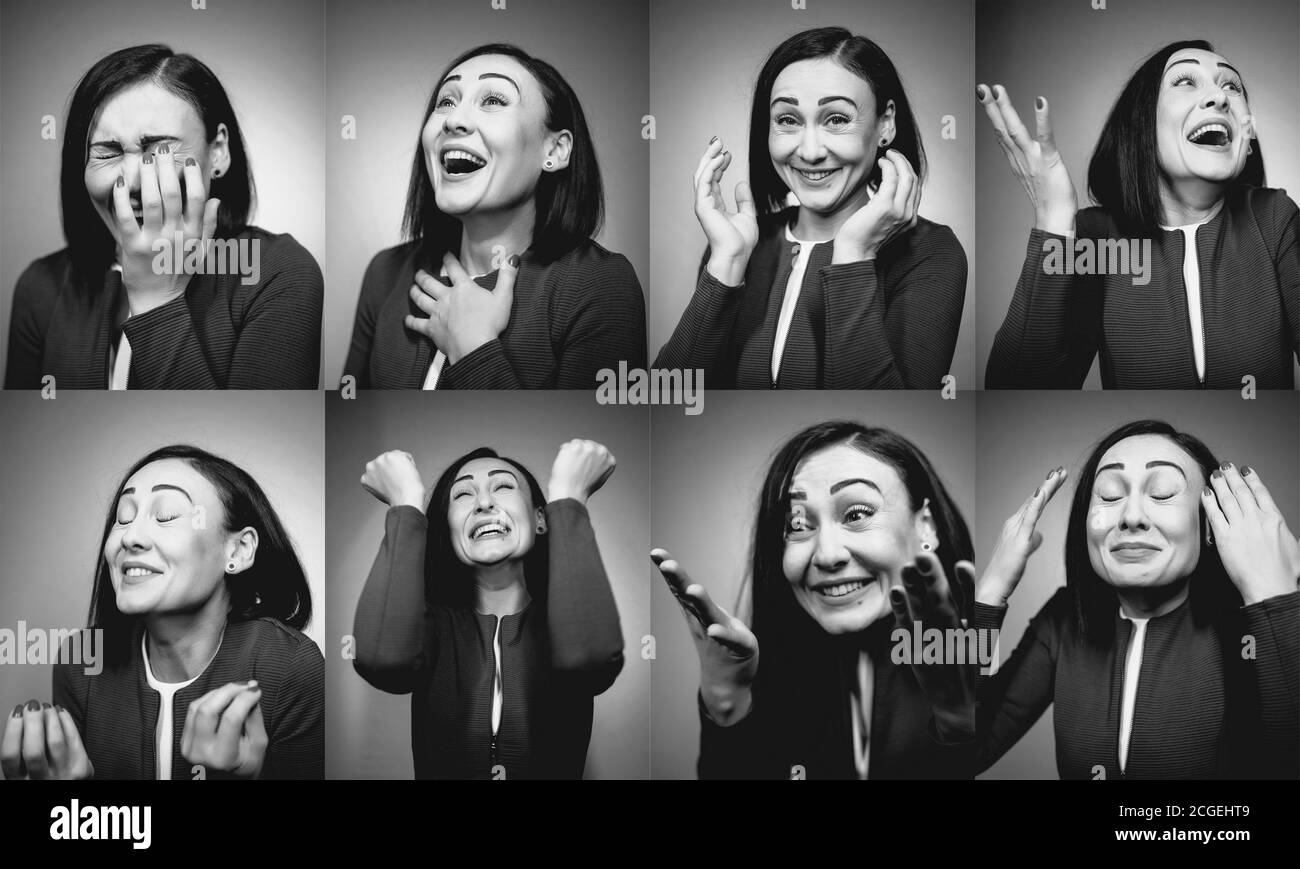 young and amused cheerful woman laughing and have fun Stock Photo