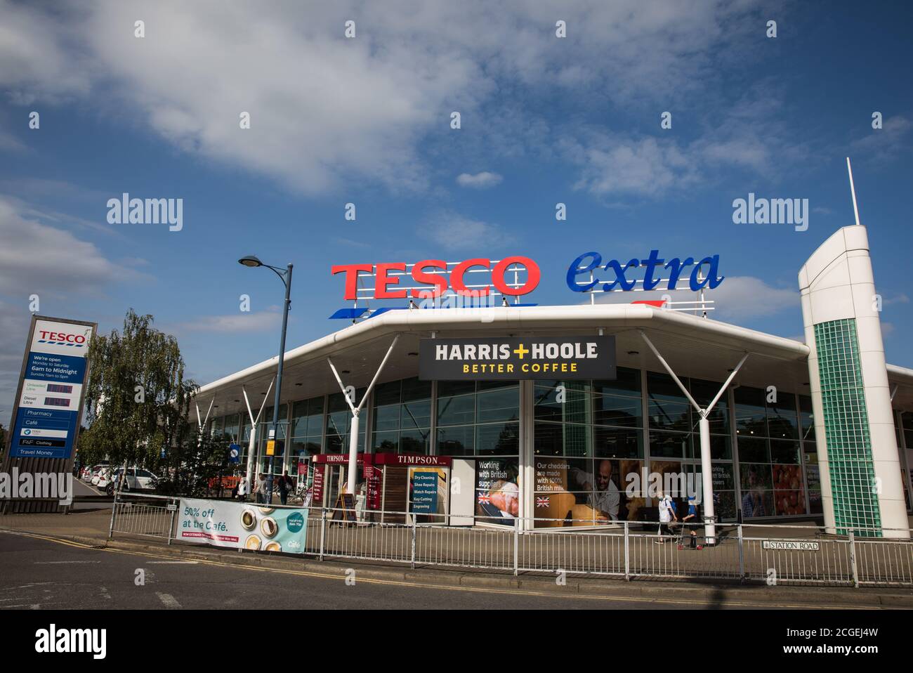 Addlestone, UK. 10th September, 2020. A Tesco Extra store. Tesco has announced that it will work with a startup named Manna to trial drone delivery from a single store in Ireland with a view to extending it to other stores if the trial proves to be successful. Credit: Mark Kerrison/Alamy Live News Stock Photo