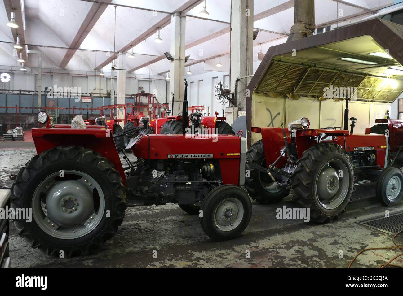 assembly stage the body of millat tractor at factory and tractor parts