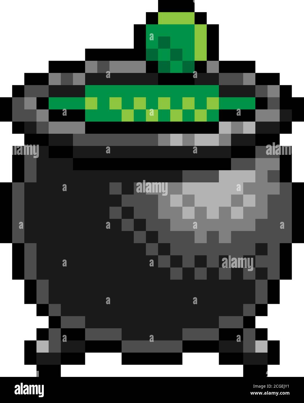 Halloween Witch Cauldron Pixel Art Game Icon Stock Vector