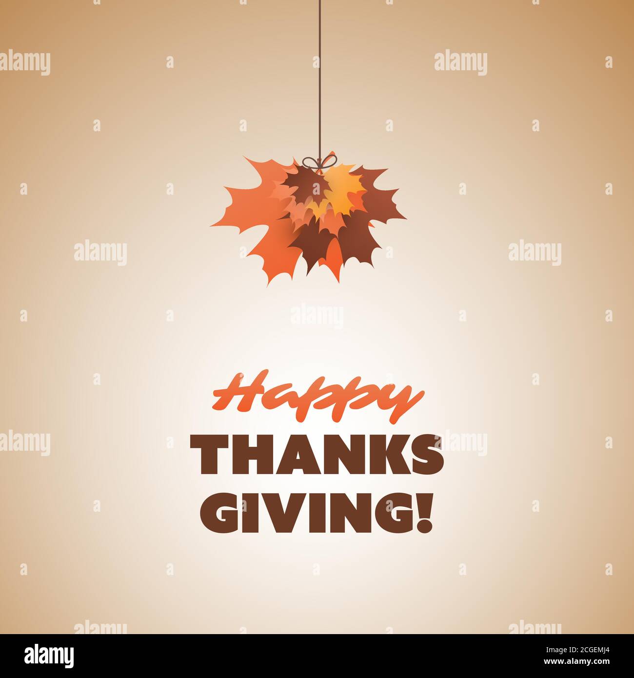 Happy Thanksgiving Card Design Template with Autumn Leaves Stock Vector ...