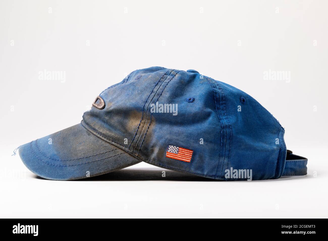 Studio still life of old worn & dirty baseball hat Stock Photo Alamy