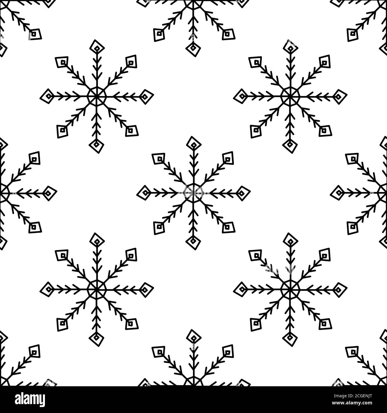 Snowflake Pattern Abstract Seamless pattern made from doodle abstract snowflakes. Isolated on a ...