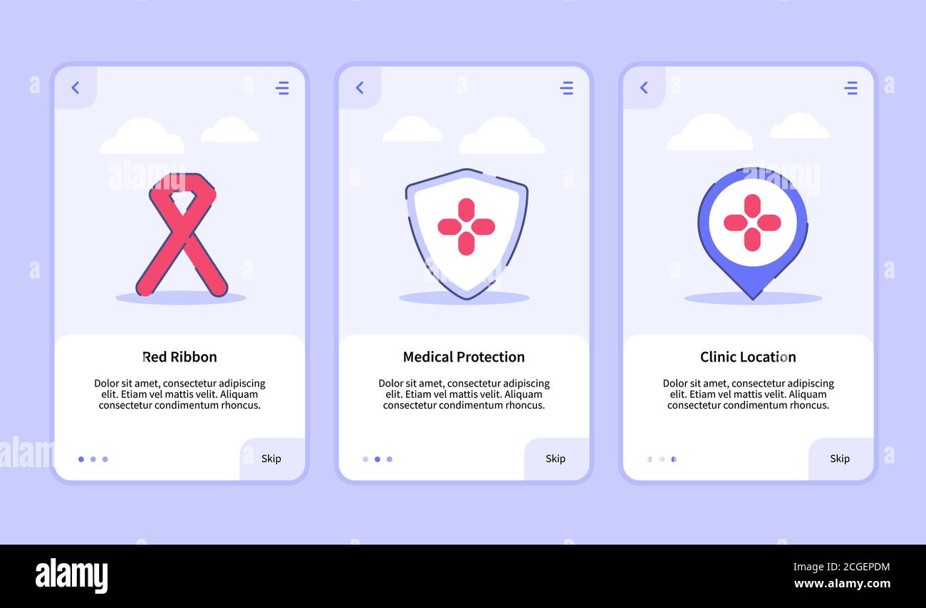 Medical icon red ribbon medical protection clinic location onboarding ...