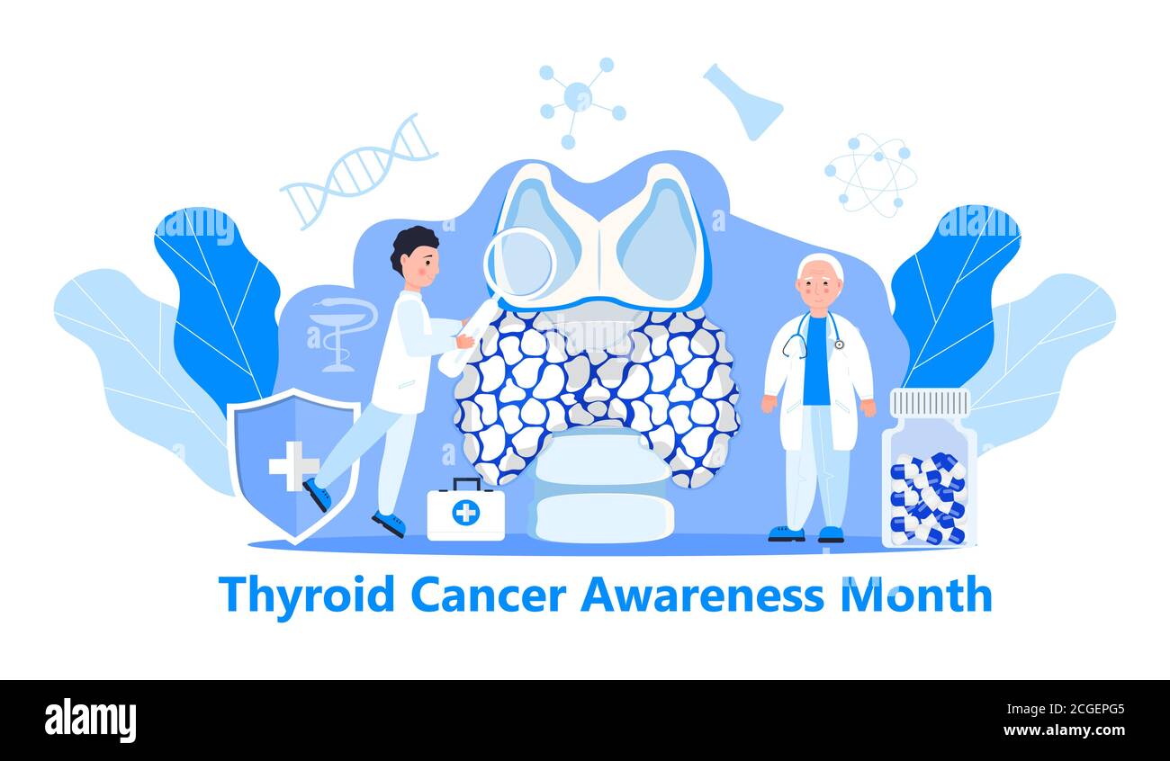 Thyroid cancer awareness month illustration. Hypothyroidism concept