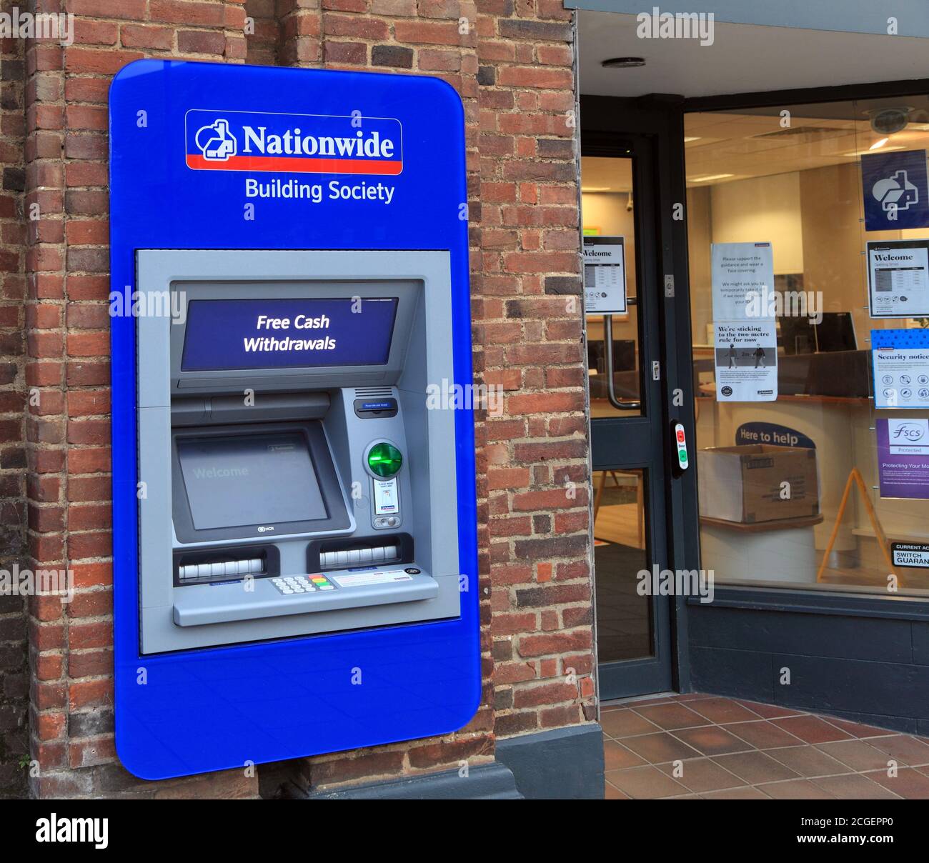 Nationwide Building Society, Bank, cashpoint, ATM, cashpoint, machine, office, Hunstanton, Norfolk, England, UK Stock Photo