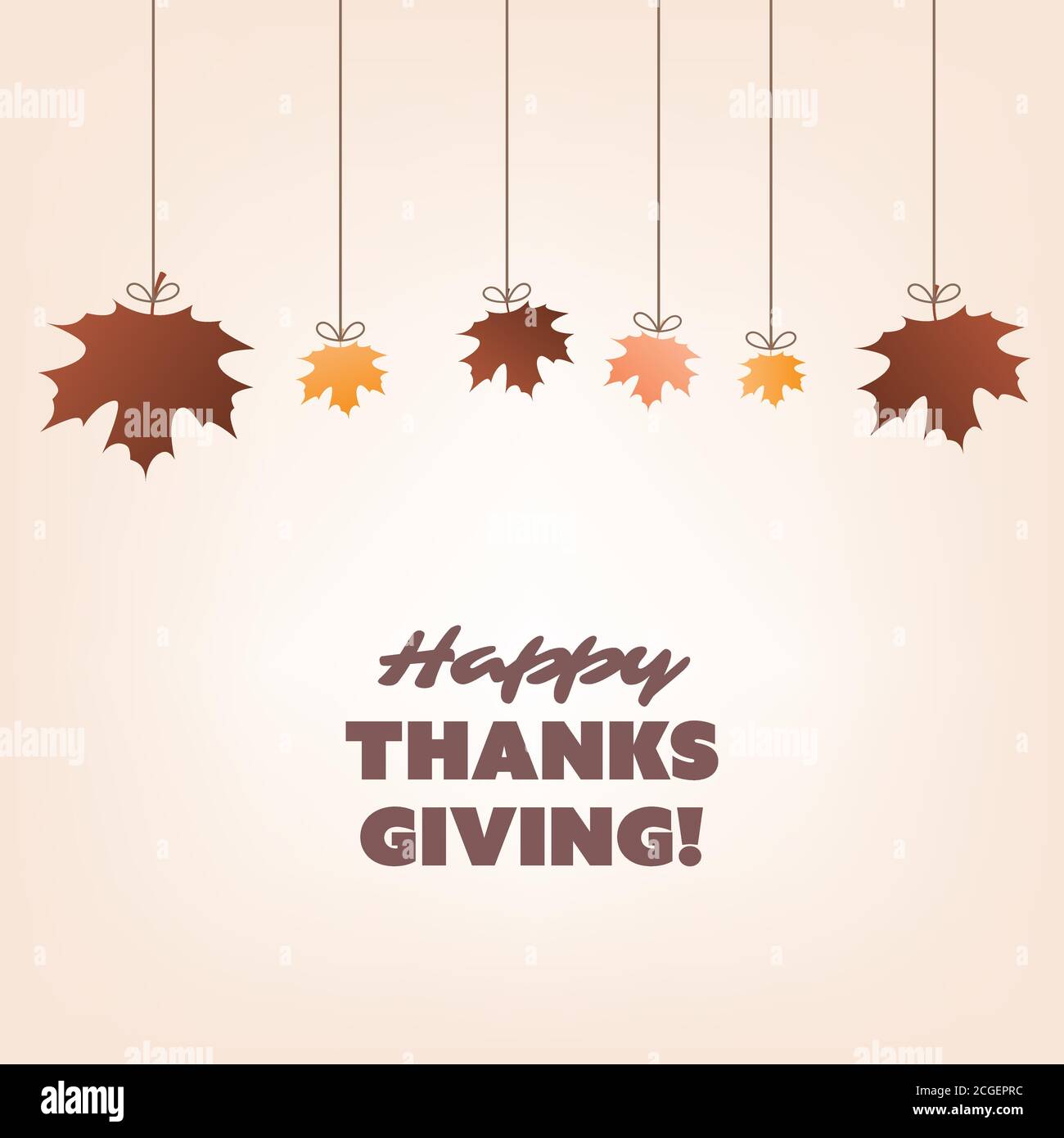 Happy Thanksgiving Card Design Template with Autumn Leaves Stock Vector ...