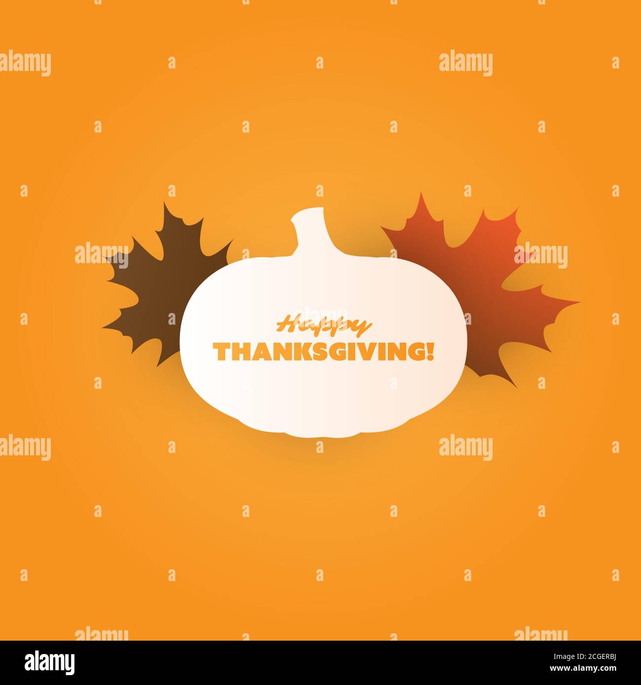 Happy Thanksgiving Card Design Template with Pumpkin and Fallen Autumn ...