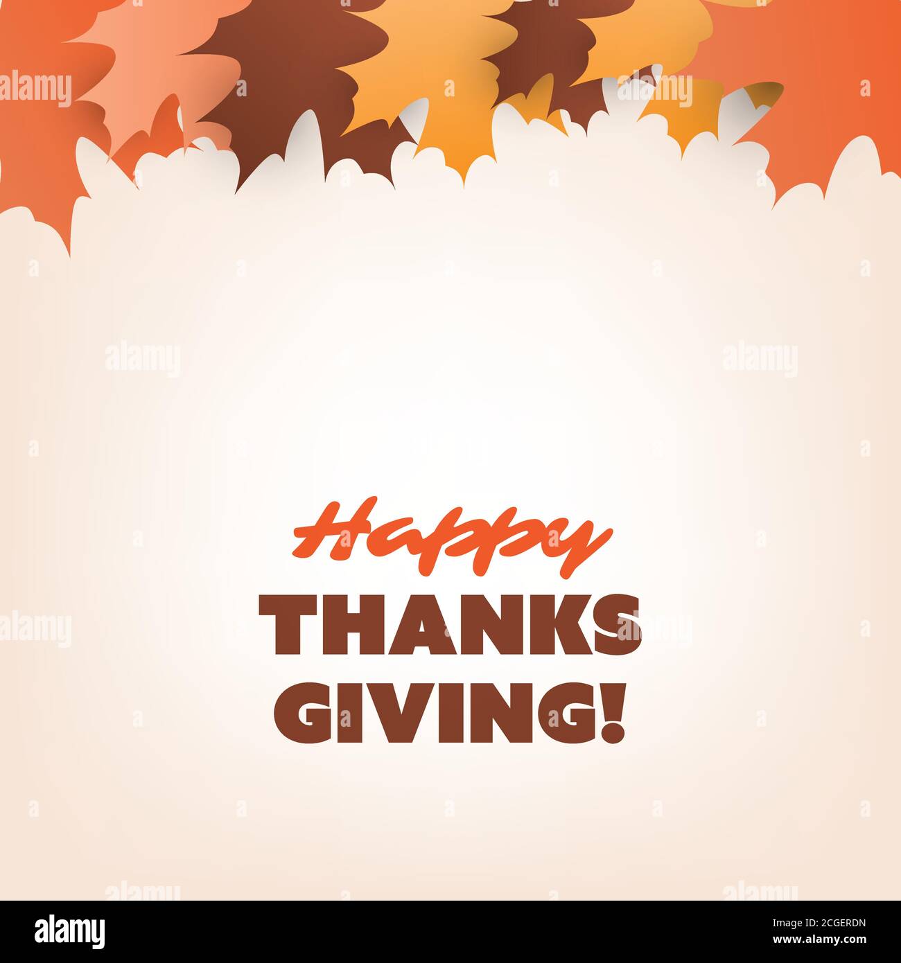 Happy Thanksgiving Card Design Template with Autumn Leaves Stock Vector ...