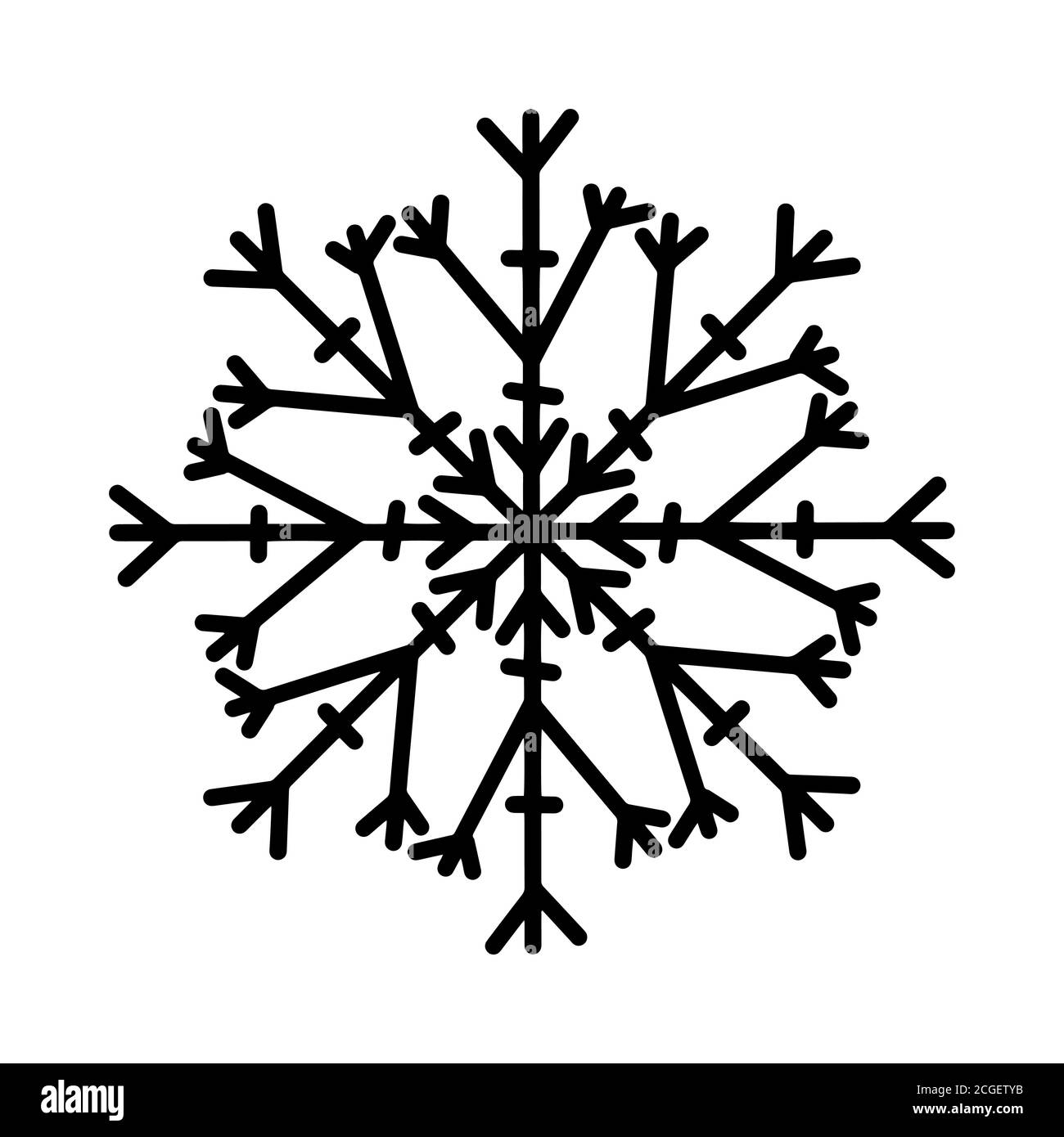 Hand drawn snowflake icon. Isolated on white background. Stock Vector