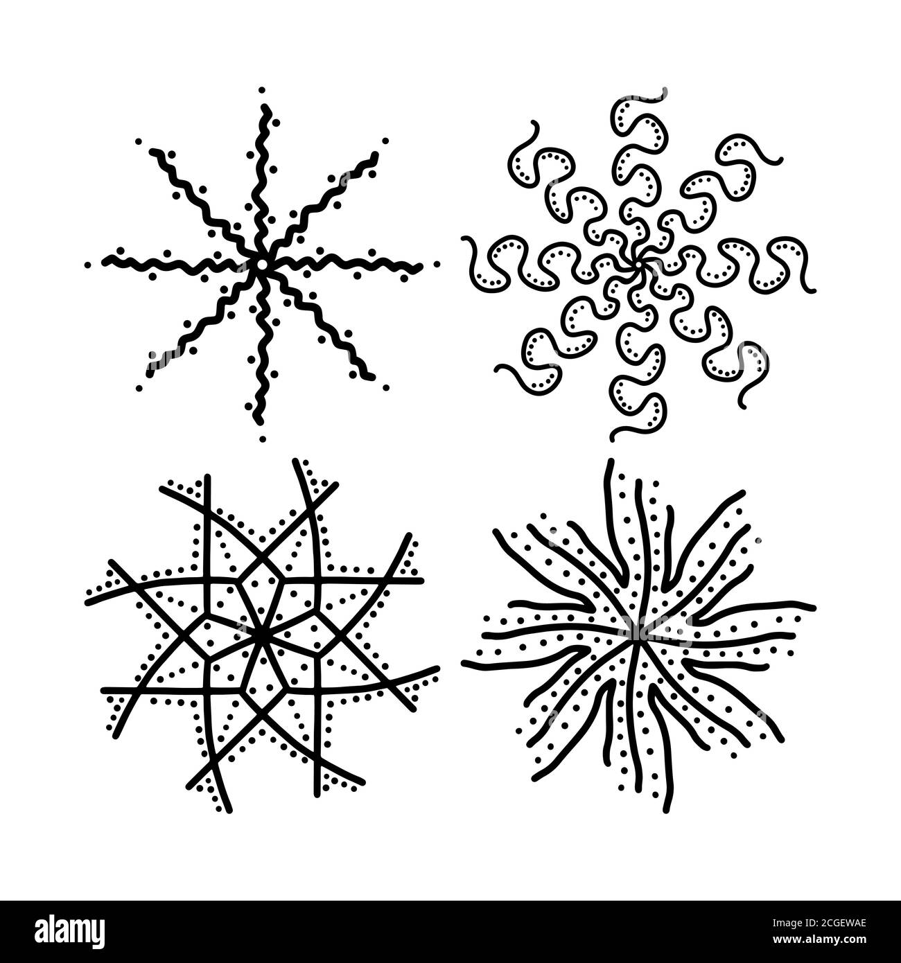 Set of hand drawn snowflakes. Isolated on white background Stock Vector ...