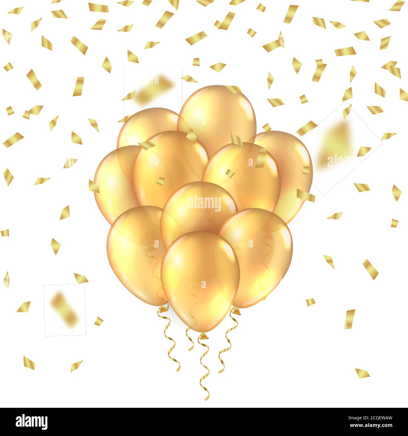 Gold balloon background. Golden realistic 3D balloons foil glitter mockup.  Vector anniversary background Stock Vector Image & Art - Alamy