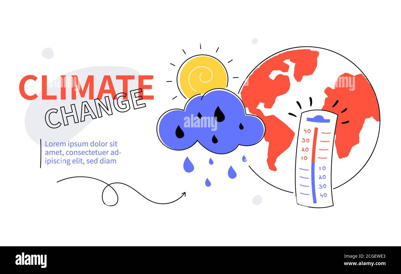 Climate change - colorful flat design style web banner Stock Vector