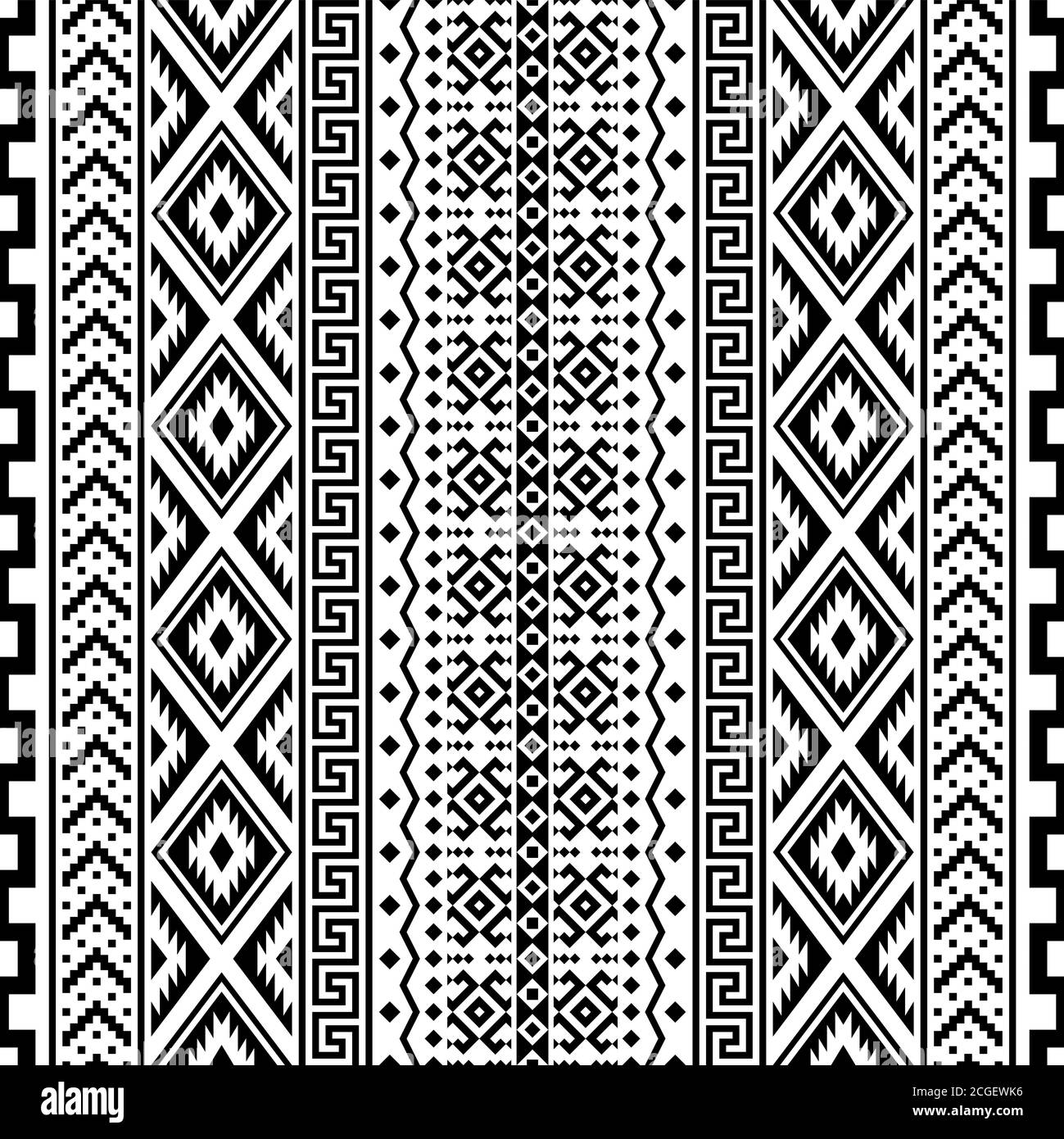 Aztec ethnic seamless pattern design in black and white color. Ethnic ...