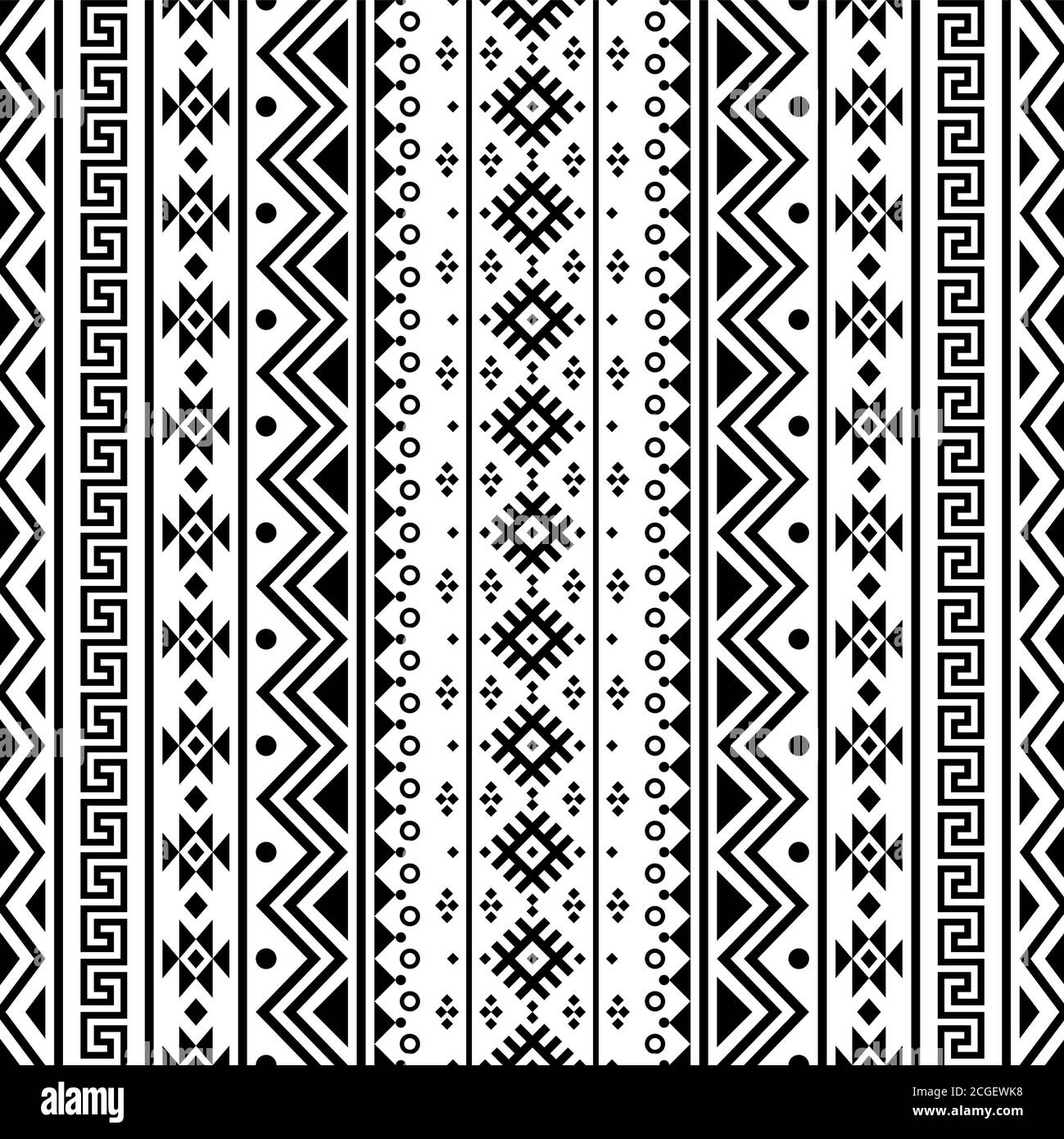 Aztec ethnic seamless pattern design in black and white color. Ethnic ...
