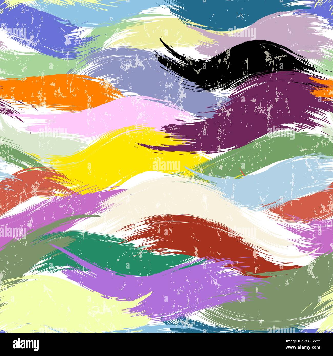 seamless pattern background, with waves, strokes and splashes, grungy Stock Vector