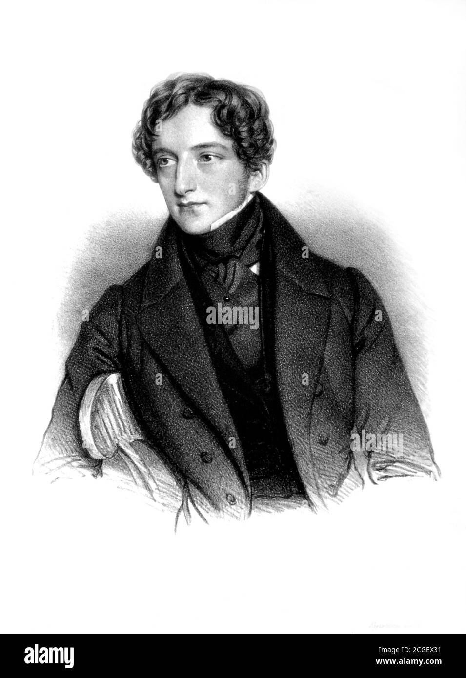 1830 c, AUSTRIA : The austrian pianist and music composer SIGISMUND THALBERG ( Sigismund Fortuné François Thalberg , 1812 - 1871 ). Engraved portrait by Andreas Staub ( 1806 – 1839 ). -  PIANISTA - PIANO - PIANOFORTE - COMPOSITORE - OPERA - MUSICA CLASSICA - classical - portrait - ritratto  - OPERATIC - OPERA LIRICA  - classica - classical - collar - colletto  --- Archivio GBB Stock Photo