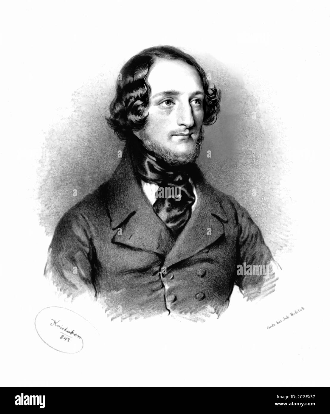 1842 , AUSTRIA : The austrian pianist and music composer SIGISMUND THALBERG ( Sigismund Fortuné François Thalberg , 1812 - 1871 ). Engraved portrait by Josef Kriehuber ( 1800  - 1876 ). -  PIANISTA - PIANO - PIANOFORTE - COMPOSITORE - OPERA - MUSICA CLASSICA - classical - portrait - ritratto  - OPERATIC - OPERA LIRICA  - classica - classical - collar - colletto  --- Archivio GBB Stock Photo