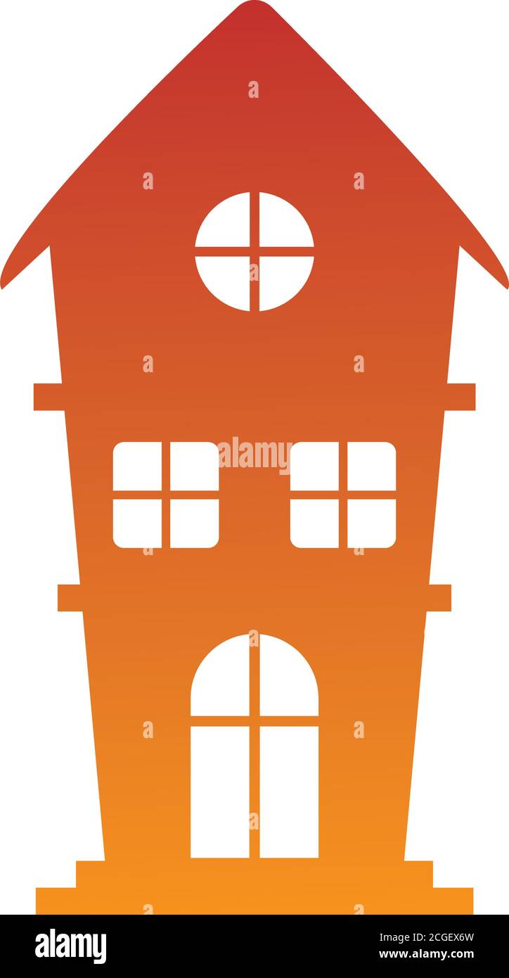 orange haunted house silhouette vector design, Home real estate