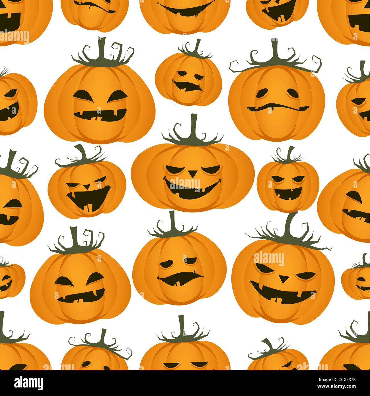 Funny Halloween seamless pattern with pumpkins characters. Different ...