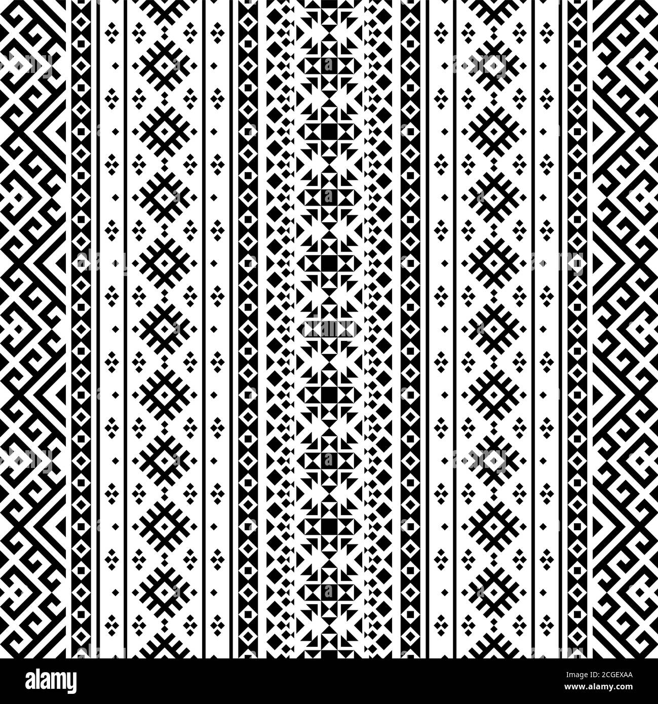 Vertical seamless ethnic pattern texture design background in black ...