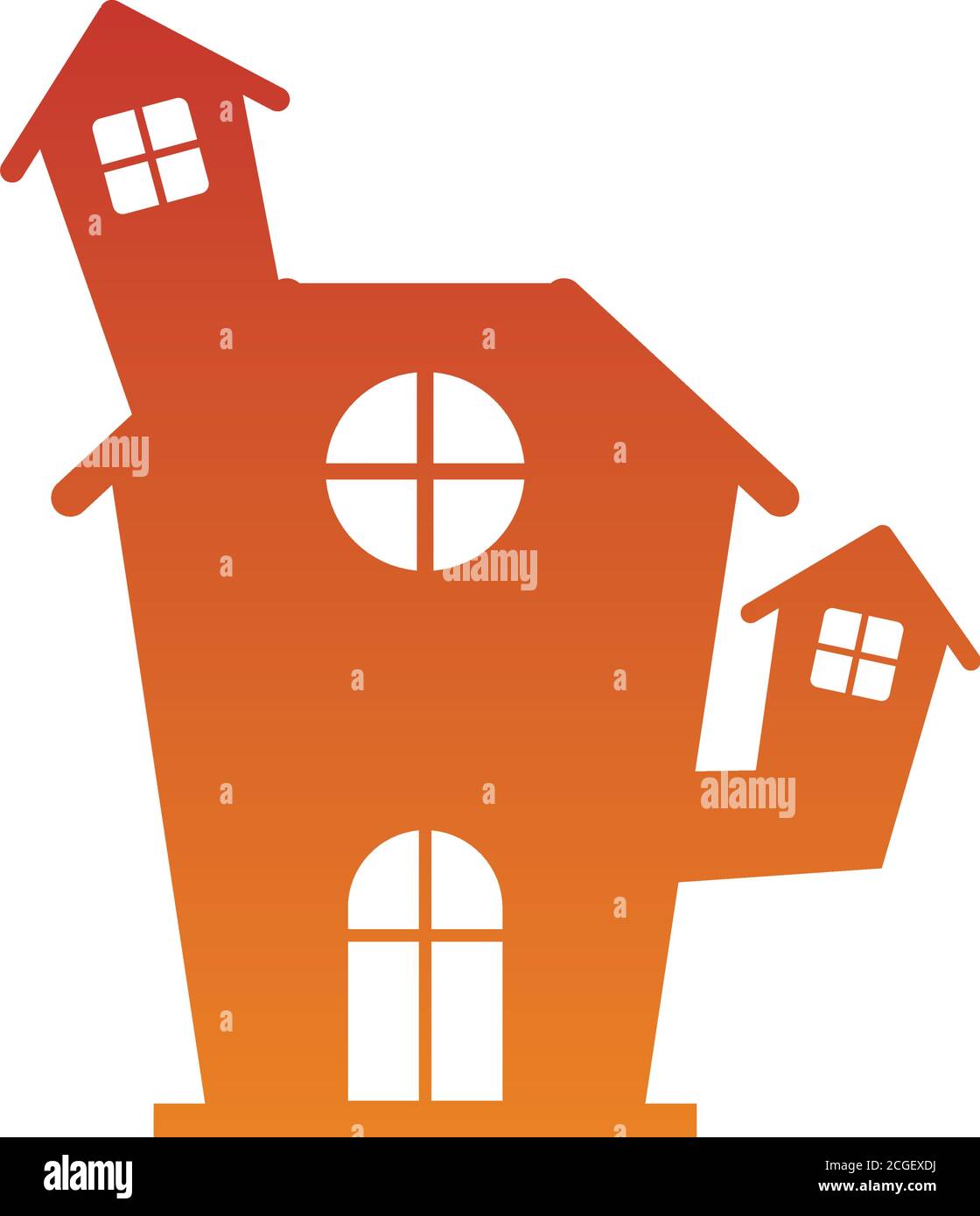 orange haunted house silhouette vector design, Home real estate