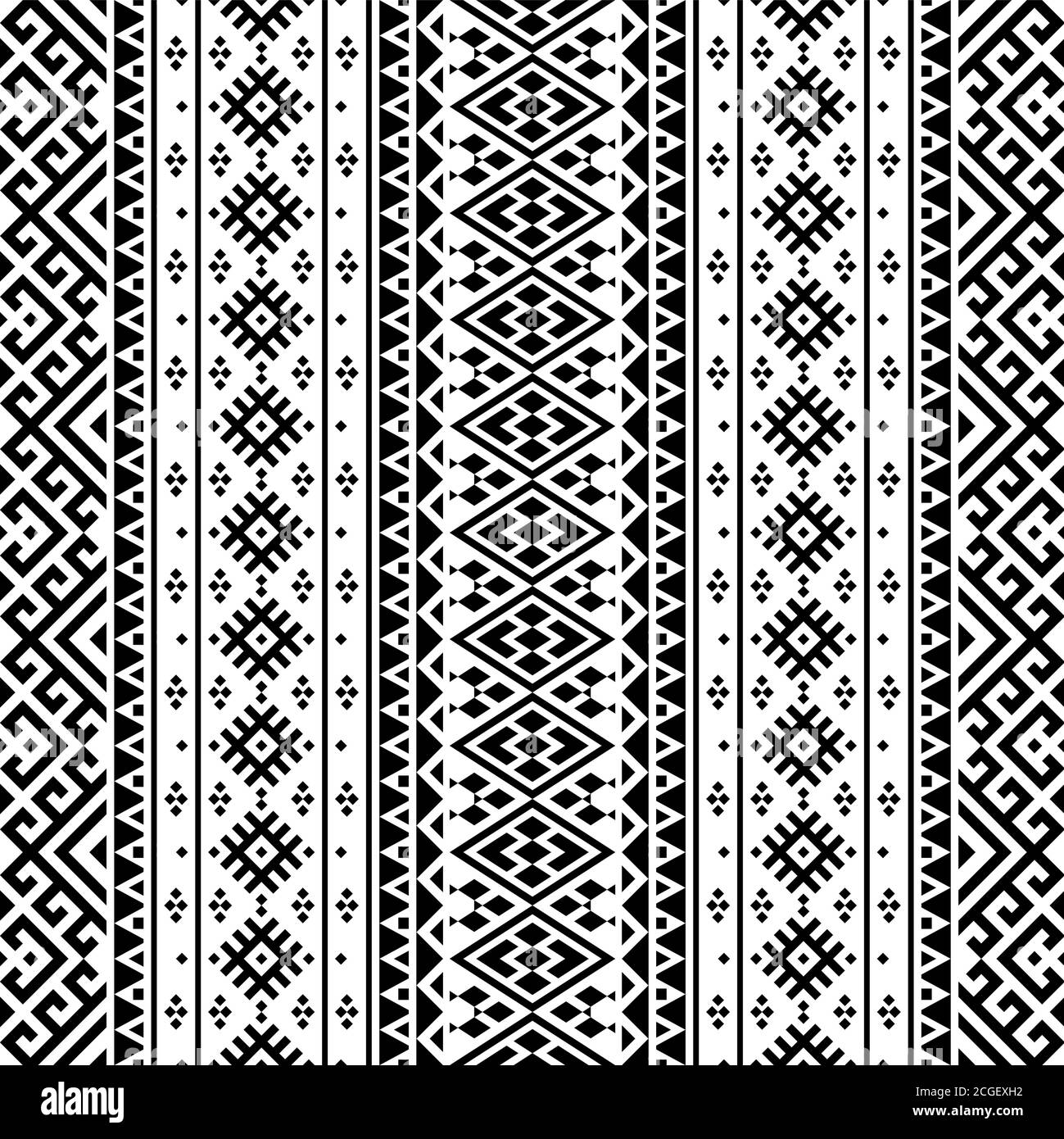 Vertical seamless ethnic pattern texture design background in black ...