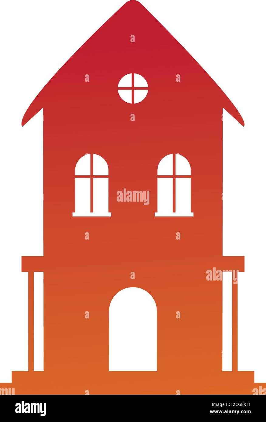 orange haunted house silhouette vector design, Home real estate