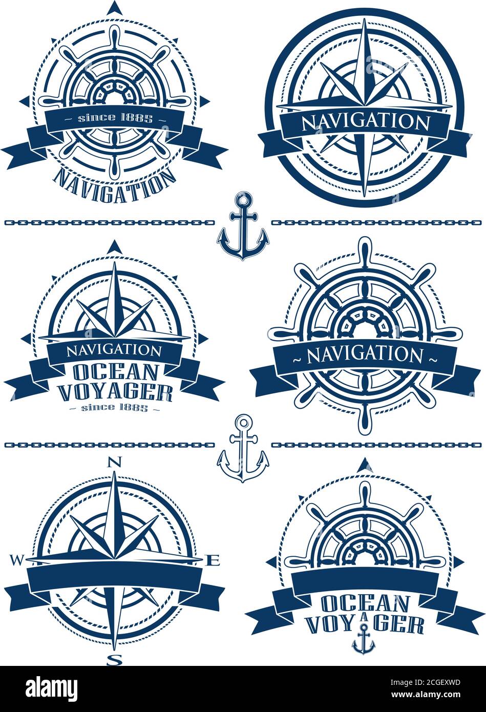 Ship Steering Wheel Emblem Banner High Resolution Stock Photography And Images Alamy