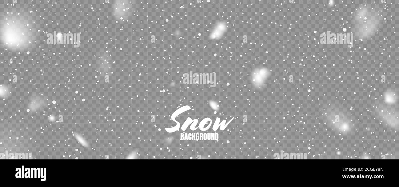 Realistic falling snow with snowflakes. Winter transparent background ...