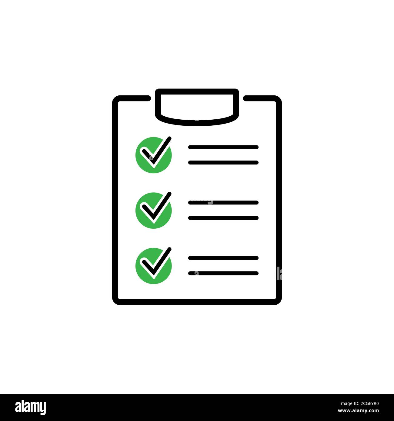 Clipboard with checklist icon for web with green check boxes isolated ...