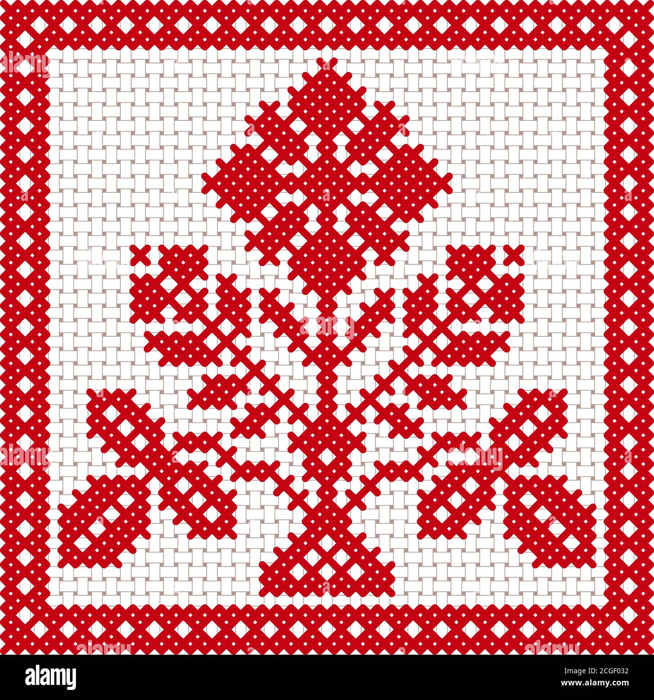 Vector national white and red belarus ornament. Slavic ethnic pattern. Embroidery, Cross-stitch Stock Vector