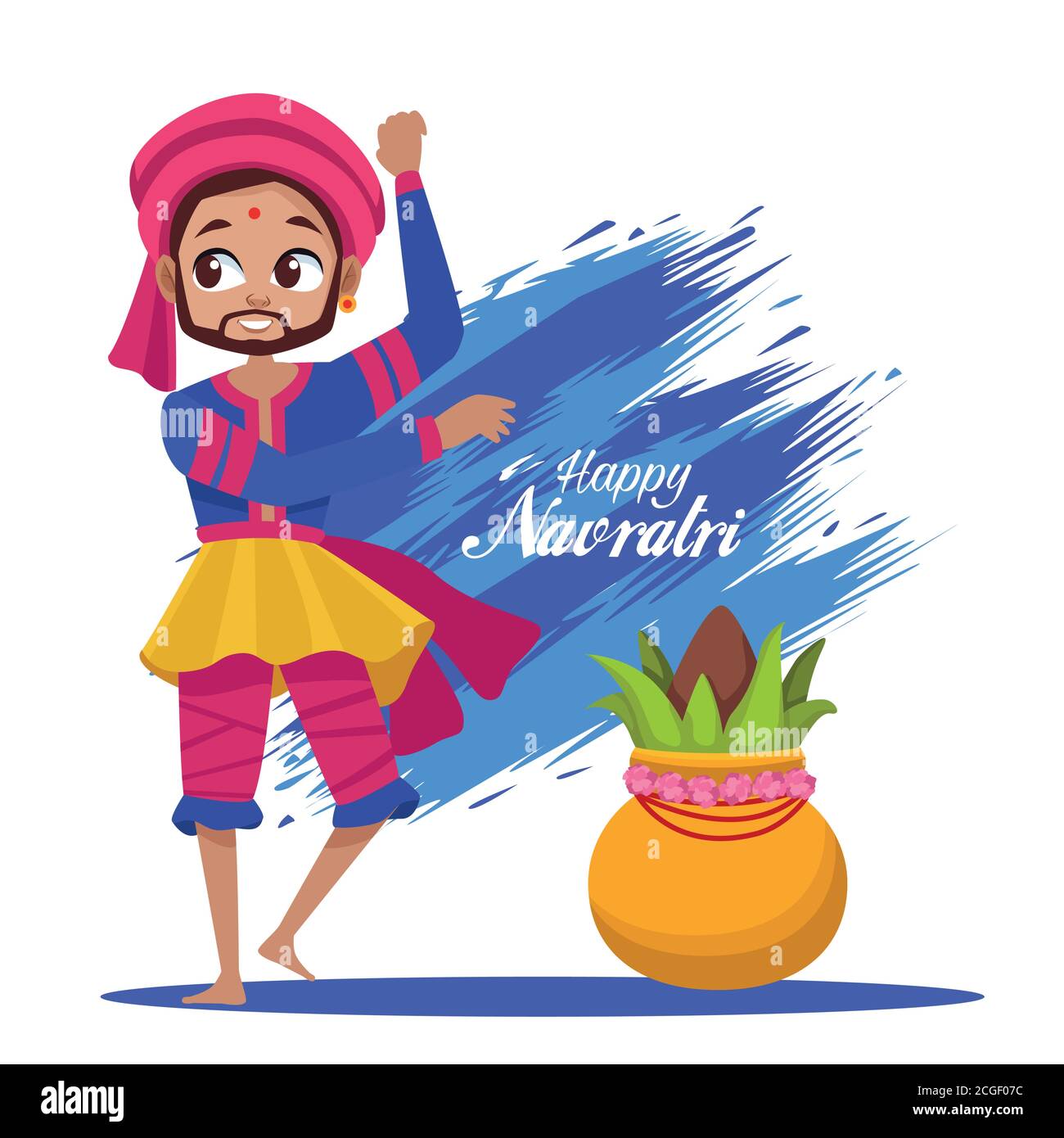 happy navratri celebration lettering with man dancing vector illustration  design Stock Vector Image & Art - Alamy