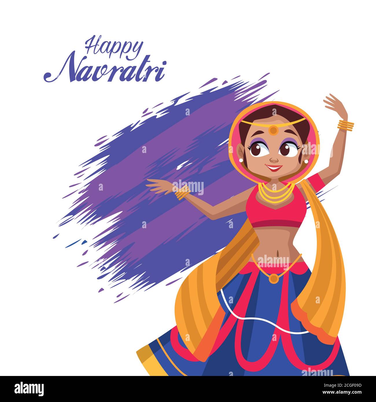 happy navratri celebration card with lettering and woman dancing vector  illustration design Stock Vector Image & Art - Alamy