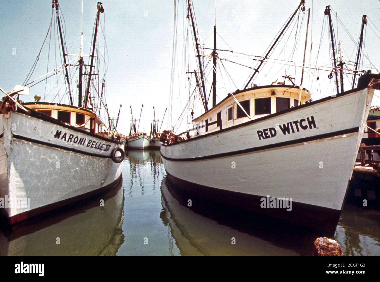 Shrimp Boats Lie at Anchor at the Commercial Fishing Dock in Key West