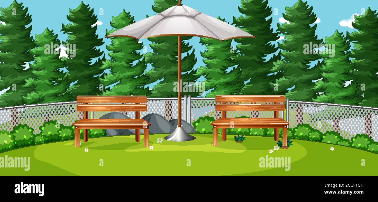 Nature park picnic empty scene illustration Stock Vector