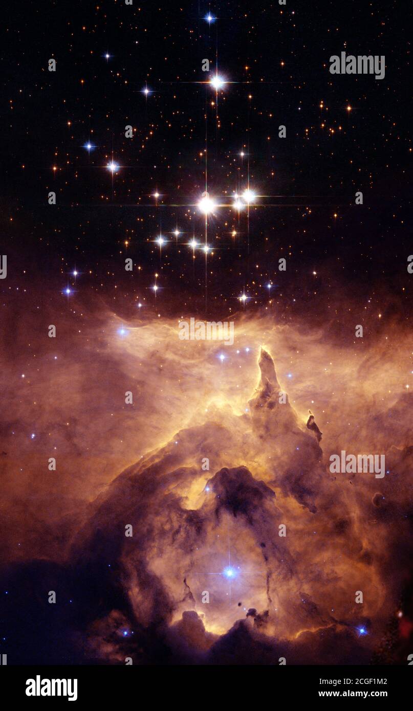 PISMIS 24 - September 2020 - Estimates made from distance, brightness and standard solar models had given one star in the open cluster Pismis 24 over Stock Photo
