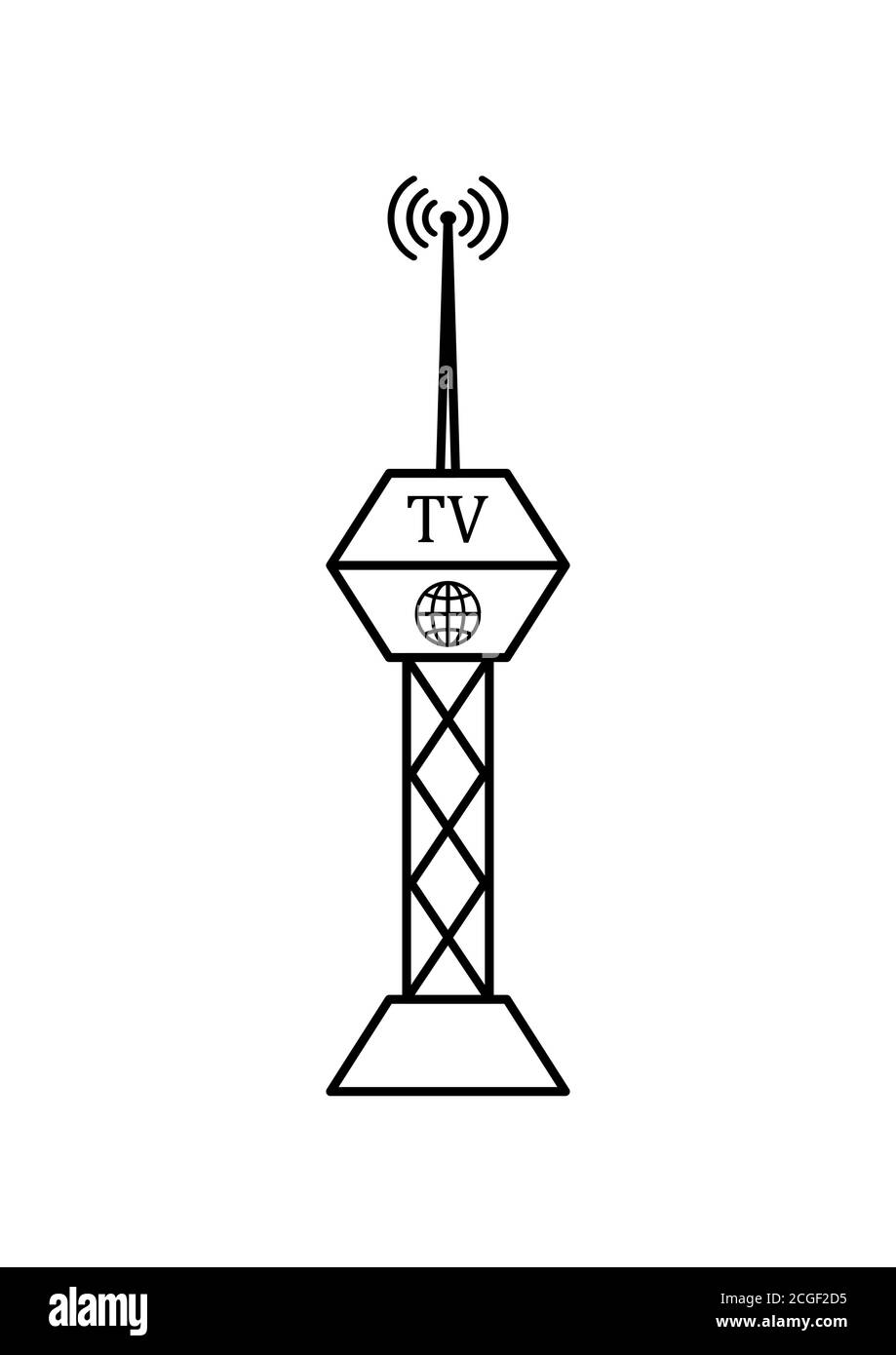 Television tower transmitting radio signal vector image Stock Vector