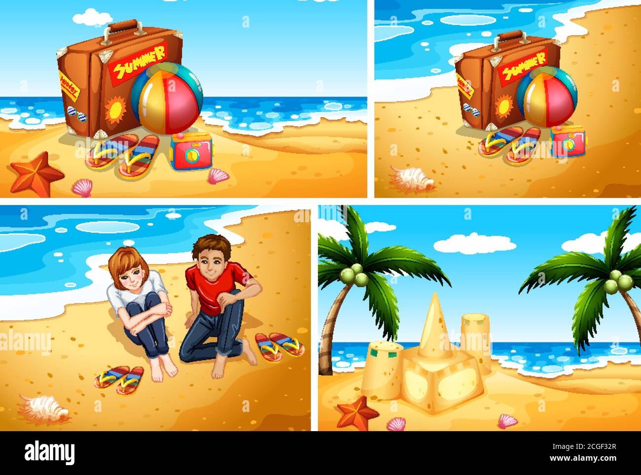 Set of summer beach background illustration Stock Vector Image & Art ...
