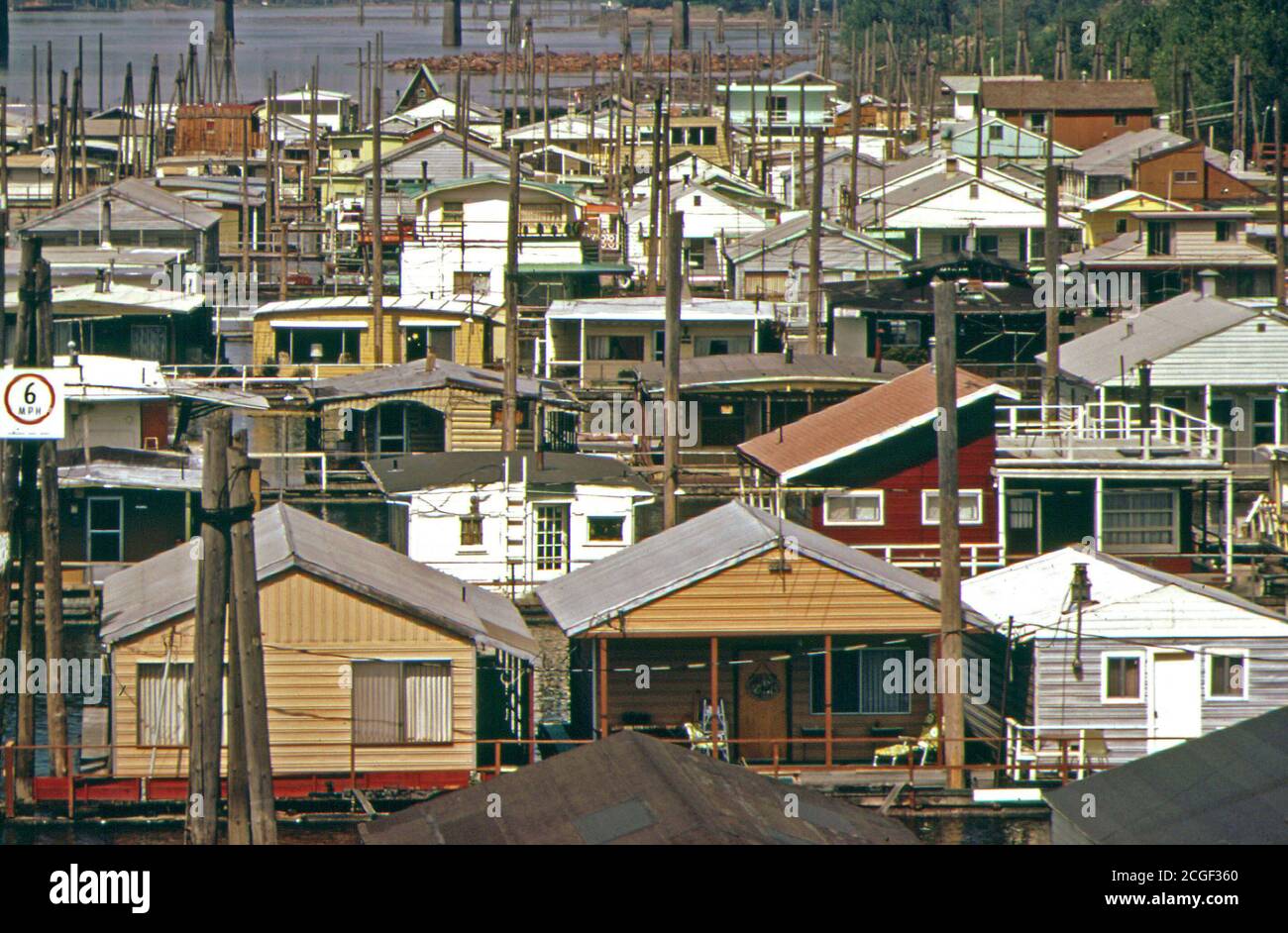 1973 Houseboats on the Columbia River Slough near the Interstate 5