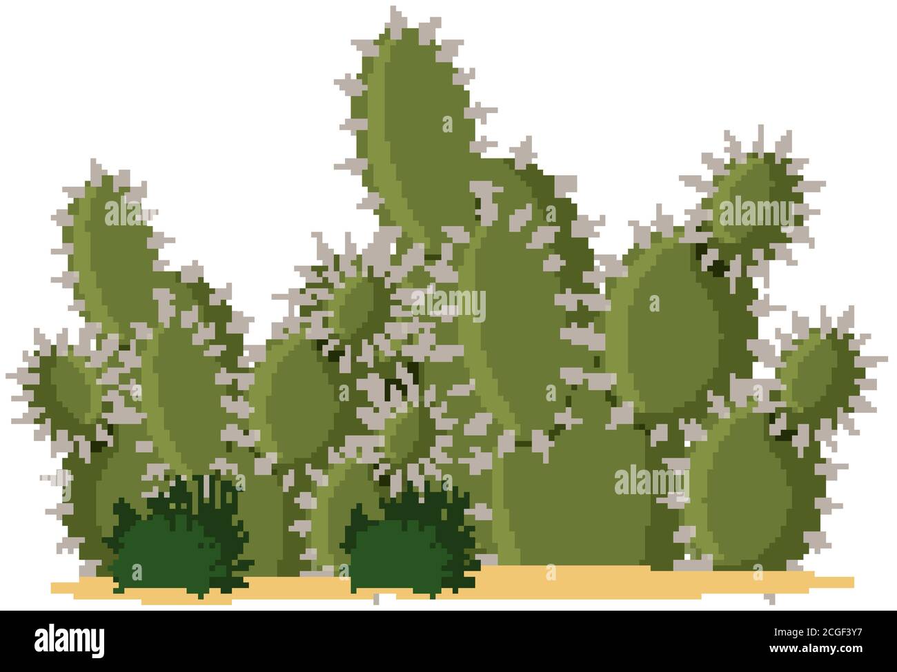 Catus plants cartoon style on white background illustration Stock Vector